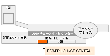 羽田空港　第2旅客ターミナルビル（3階）　エアポートラウンジ（北） 地図
